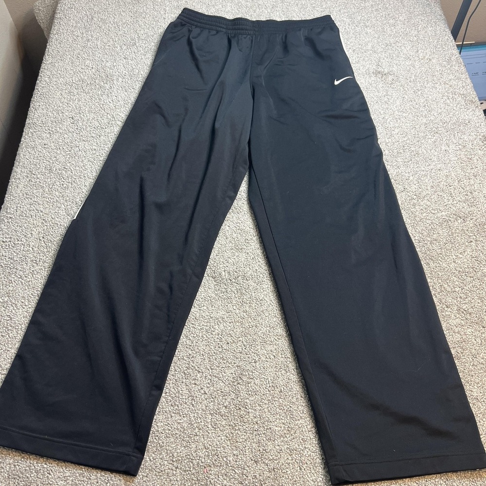 Nike Pants Mens XL Black Basketball Warm Up Track Swoosh Side Stripe Zipper‎